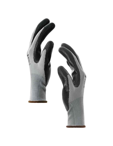 Guanti da Lavoro 12 pcs Grigio e Nero 8 / m Poliestere