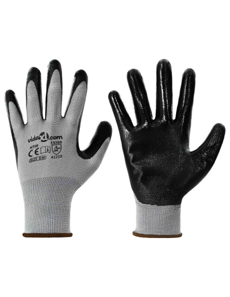 Guanti da Lavoro 24 pcs Grigio e Nero 8 / m Poliestere