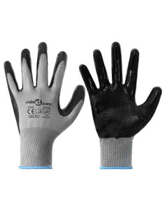 Guanti da Lavoro 12 pcs Grigio e Nero 9 / l Poliestere 2