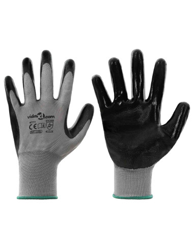 Guanti da Lavoro 24 pcs Grigio e Nero 11 / XXL Poliestere