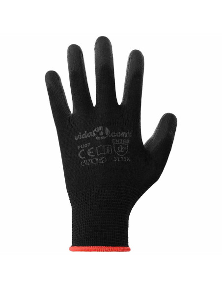 Guanti da Lavoro 12 pcs Nero 7 / S Poliestere