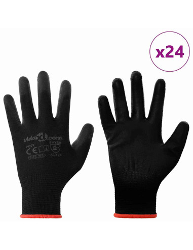Guanti da Lavoro 24 pcs Nero 7 / S Poliestere