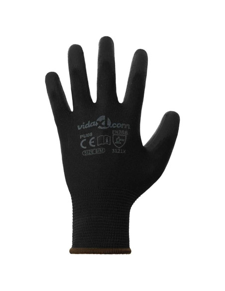 Guanti da Lavoro 24 pcs Nero 8 / m Poliestere