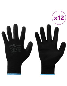 Guanti da Lavoro 12 pcs Nero 9 / l Poliestere 2