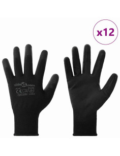 Guanti da Lavoro 12 pcs Nero 10 / xl Poliestere 2