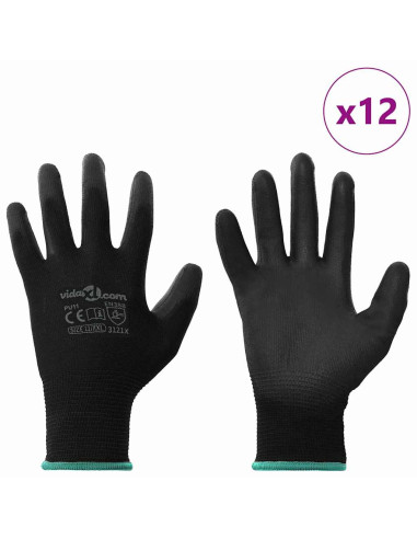 Guanti da Lavoro 12 pcs Nero 11 / XXL Poliestere