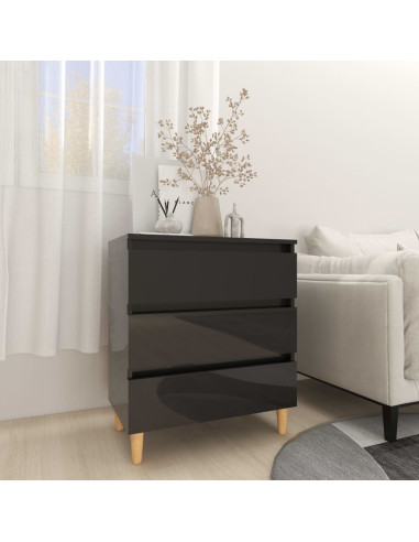 Credenza Nero Lucido 60x35x69 cm in Legno Multistrato