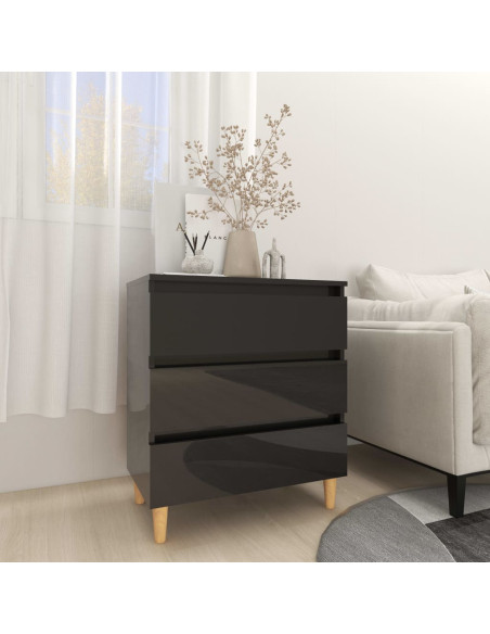 Credenza Nero Lucido 60x35x69 cm in Legno Multistrato