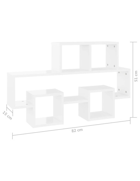 Scaffale a Muro Auto Bianco Lucido 82x15x51cm Legno Multistrato
