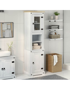 Mobile da Bagno con porta Bianco 50 x 40 x 185 cm Pino massello