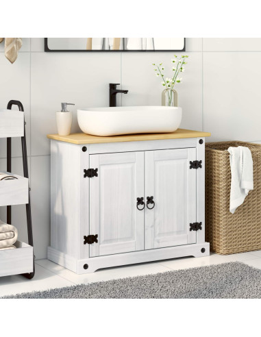 Armadio sottolavello Bianco 73 x 33 x 60 cm Pino massello