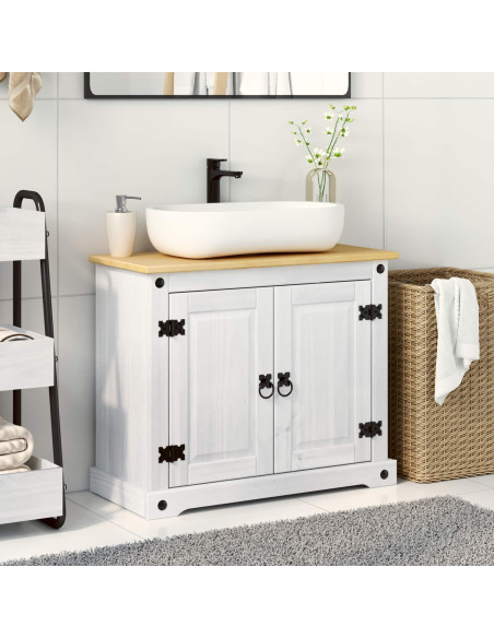 Armadio sottolavello Bianco 73 x 33 x 60 cm Pino massello