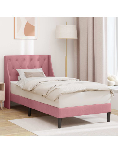 Struttura del letto con testiera Rosa 90 x 190 cm Velluto