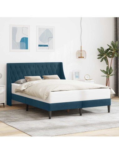 Struttura del letto con testiera Blu 120 x 190 cm Velluto