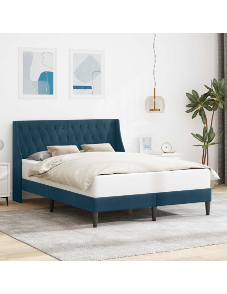 Struttura del letto con testiera Blu 120 x 190 cm Velluto