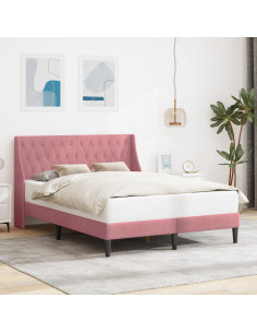 Struttura del letto con testiera Rosa 140 x 200 cm Velluto