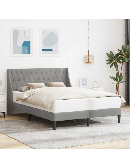 Struttura del letto Grigio chiaro 160 x 200 cm Velluto