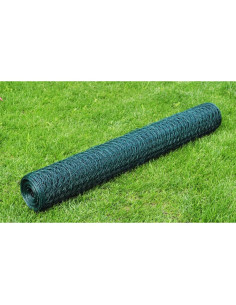 Recinzione in Rete per Pollaio Rivestita in PVC 25x0,75 m Verde