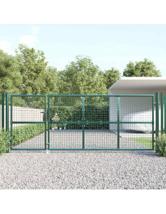 Cancello da Giardino in Rete Verde 350x125 cm in Acciaio Zincato