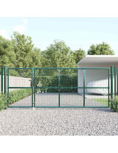 Cancello da Giardino in Rete Verde 350x125 cm in Acciaio Zincato