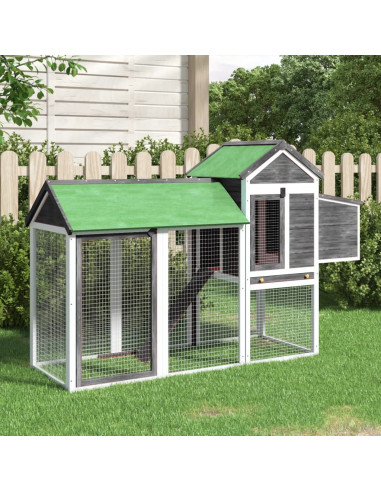 Pollaio Grigio 193x65x117 cm in Legno Massello di Pino