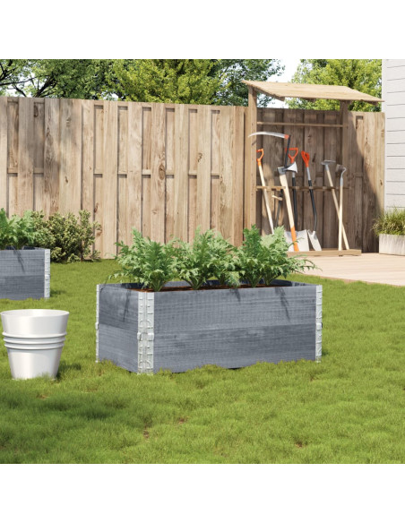 Fioriera da Giardino Grigia 40x40x78 cm Legno Massello di Pino