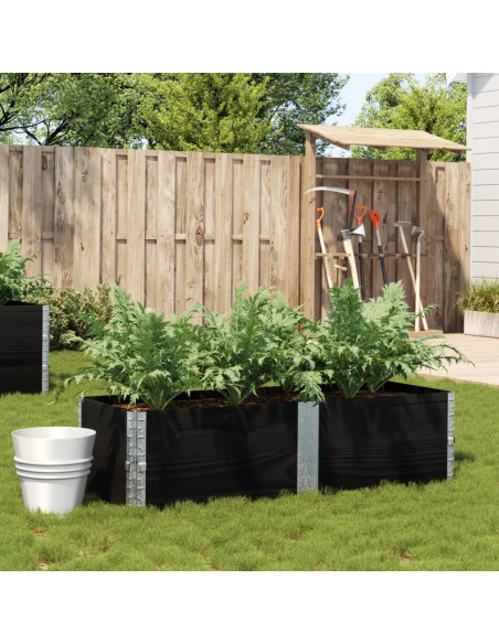 Fioriera da Giardino Nera 150x50 cm in Legno Massello di Pino