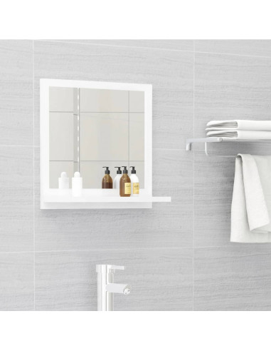 Specchio da Bagno Bianco Lucido 40x10,5x37 cm Legno Multistrato