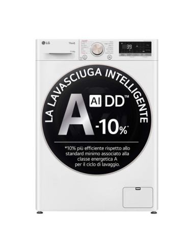 LG D4R7011TSWG Lavasciuga 11/6kg AI DD, Classe D, 1400 giri, TurboWash 360, Vapore, Wi-Fi