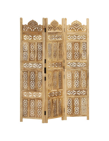 Divisorio a 3 Pannelli Intagliato 120x165cm Massello di Mango
