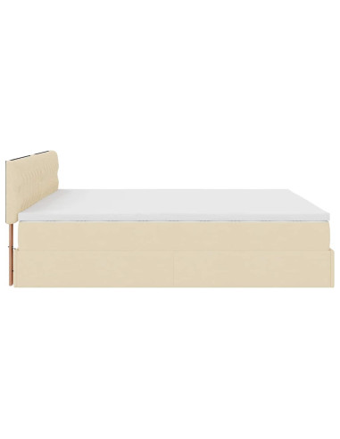 Struttura Letto Pouf con Materasso Crema 200x200cm in Tessuto