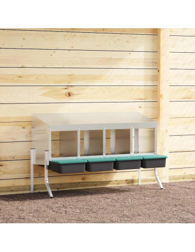 Nido per Galline a 4 Scomparti con Gambe in Acciaio Zincato