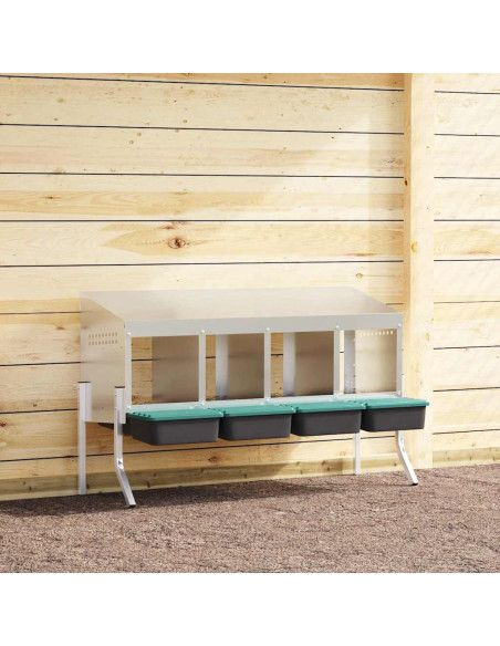 Nido per Galline a 4 Scomparti con Gambe in Acciaio Zincato