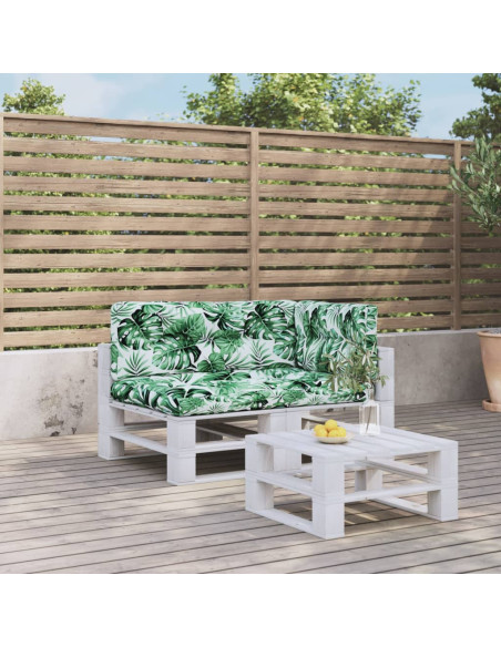 Cuscini per Pallet 3 pz Motivo a Foglie Tessuto