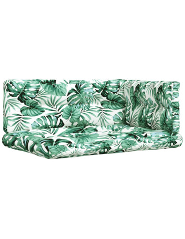 Cuscini per Pallet 3 pz Motivo a Foglie Tessuto