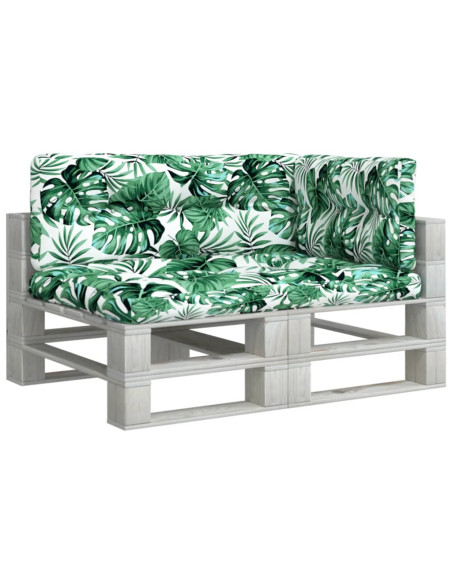 Cuscini per Pallet 3 pz Motivo a Foglie Tessuto