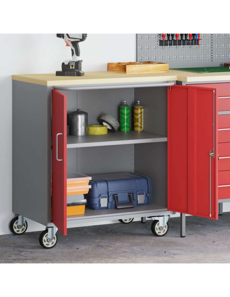 Banco da lavoro con lo scaffale Rosso e Grigio 75 x 45 x 85 cm