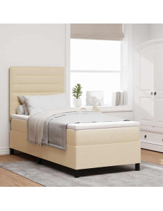 Letto a molle con materasso con led Crema 100 x 200 cm Tessuto