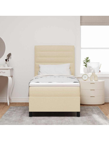 Letto a molle con materasso con led Crema 100 x 200 cm Tessuto