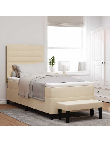 Letto a molle con materasso Crema 100 x 200 cm Tessuto