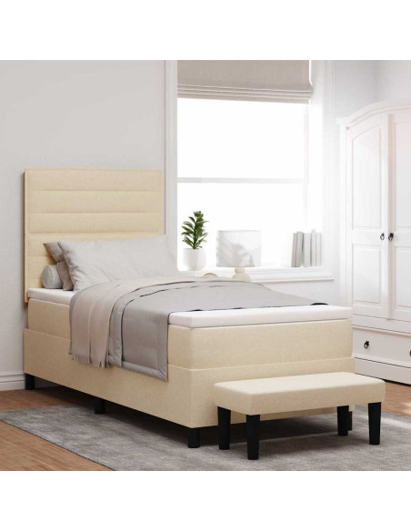Letto a molle con materasso Crema 100 x 200 cm Tessuto