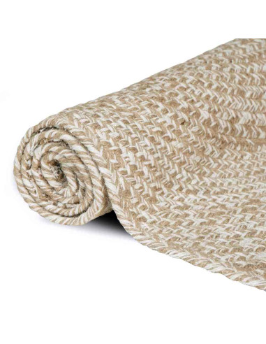 Tappeti per area Quadrato Naturale e Bianco 240 x 240 cm Juta