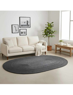Tappeti per area Ovale Nero 205 x 305 cm Juta 2