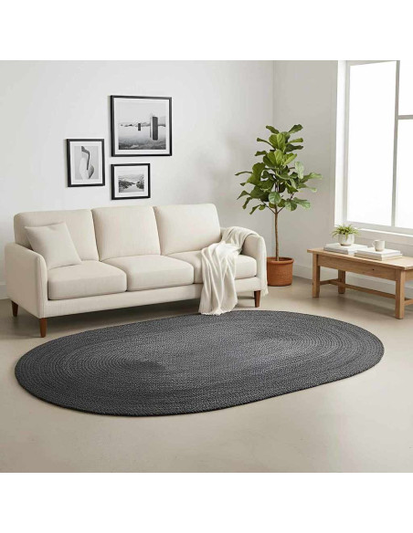 Tappeti per area Ovale Nero 205 x 305 cm Juta