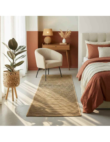 Tappeto Naturale e Nero 60 x 250 cm Juta