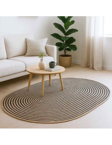 Tappeto Naturale e Nero 122 x 183 cm Juta