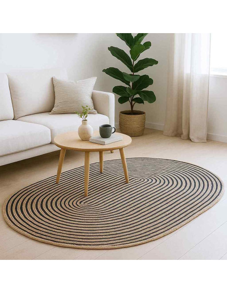 Tappeto Naturale e Nero 122 x 183 cm Juta