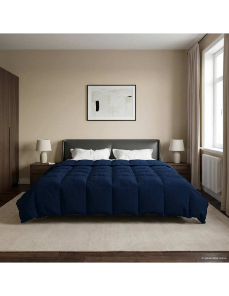 Duvet Invernale Trapuntato Blu Scuro 240 x 260 cm Microfibra