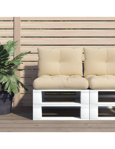 Cuscini per Pallet 2 pz Beige in Tessuto