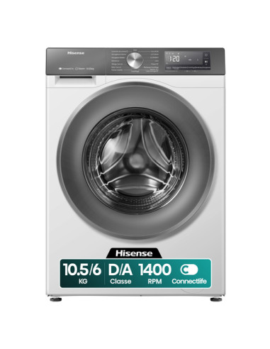 Hisense WD3S1043BW7 lavasciuga Libera installazione Caricamento frontale Bianco